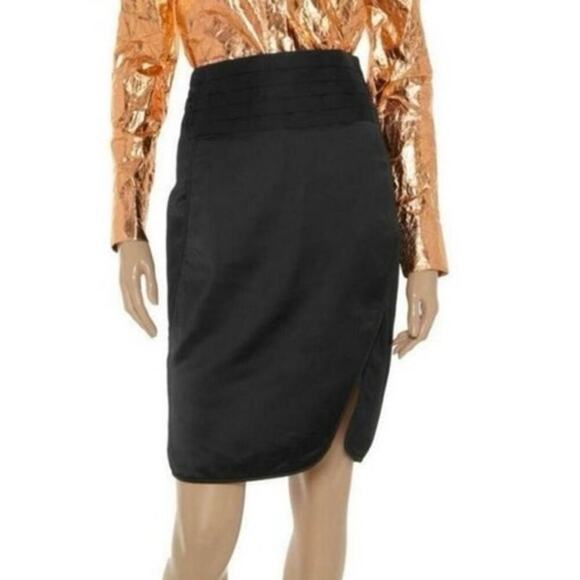 Alexander Wang Womens Black Mini Tuxedo Pintucked Front Skirt Pockets Front Slit - Picture 1 of 11
